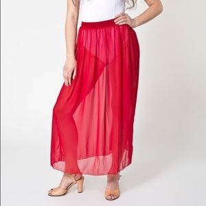 NWT American Apparel - Red Chiffon Single Layer Maxi Skirt XS/S